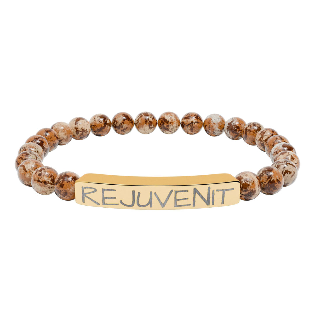 Natural Stone Stretch Bar Bracelet (Engraving)