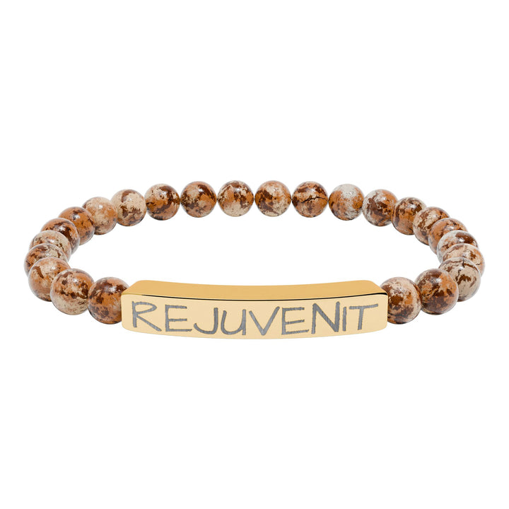 Natural Stone Stretch Bar Bracelet (Engraving)