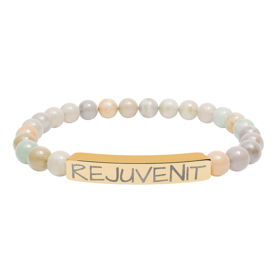 Natural Stone Stretch Bar Bracelet (Engraving)