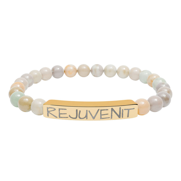 Natural Stone Stretch Bar Bracelet (Engraving)