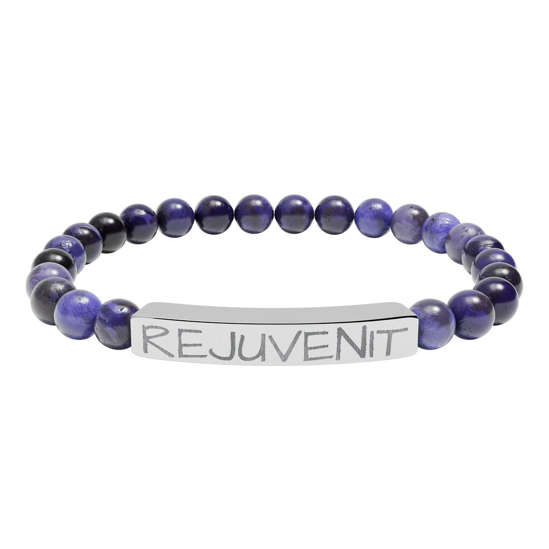 Natural Stone Stretch Bar Bracelet (Engraving)