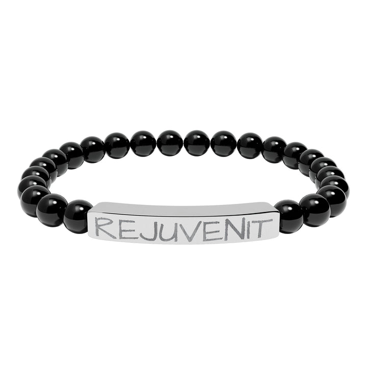 Natural Stone Stretch Bar Bracelet (Engraving)