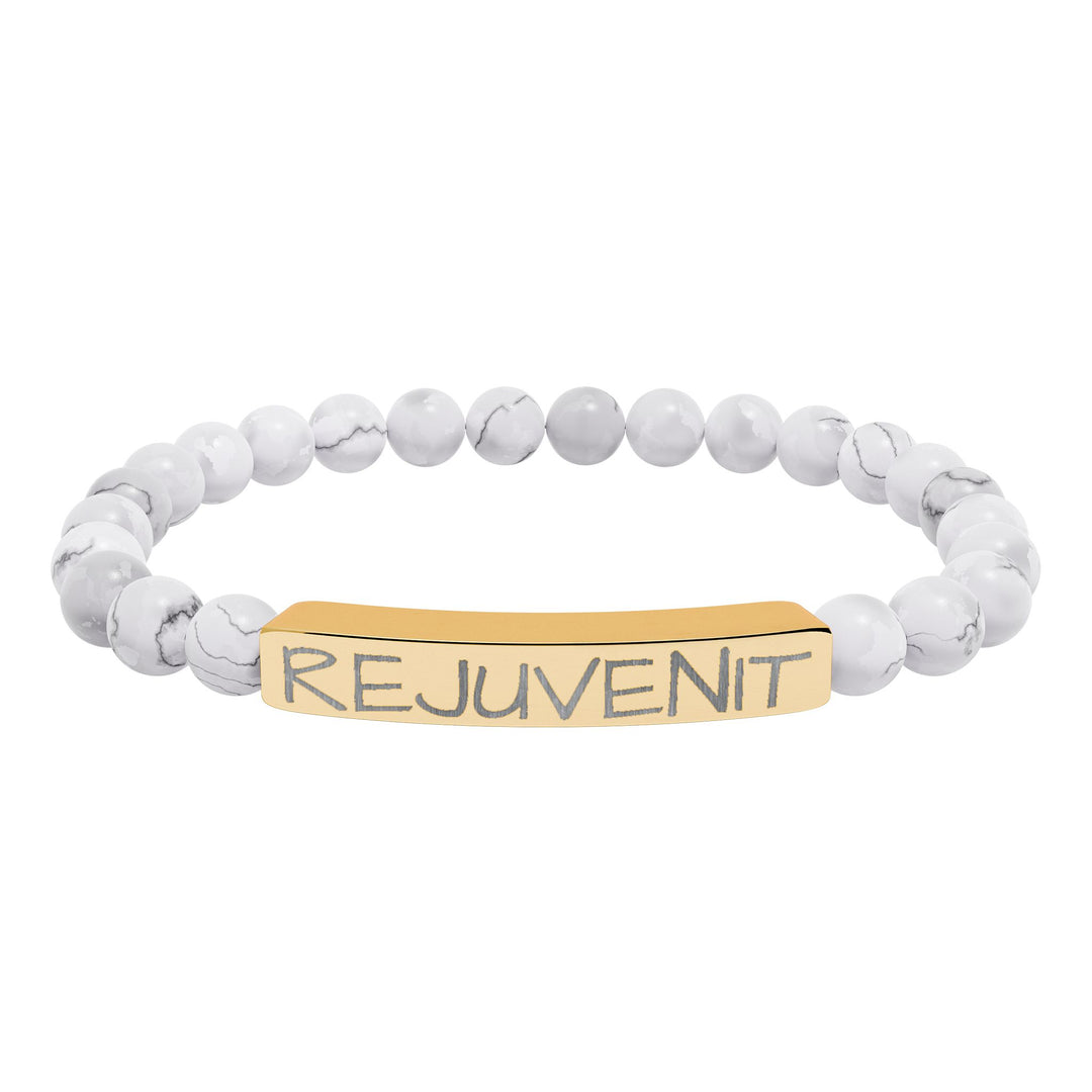 Natural Stone Stretch Bar Bracelet (Engraving)