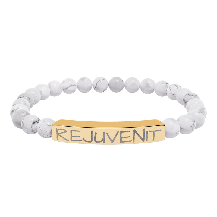 Natural Stone Stretch Bar Bracelet (Engraving)