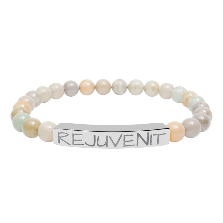 Natural Stone Stretch Bar Bracelet (Engraving)