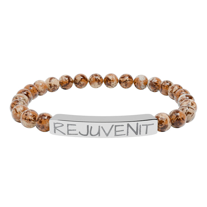 Natural Stone Stretch Bar Bracelet (Engraving)