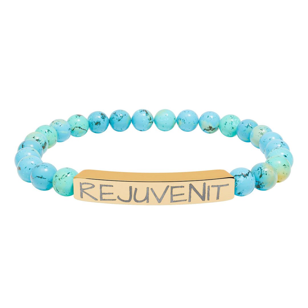 Natural Stone Stretch Bar Bracelet (Engraving)