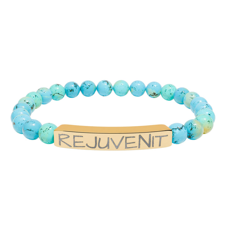 Natural Stone Stretch Bar Bracelet (Engraving)