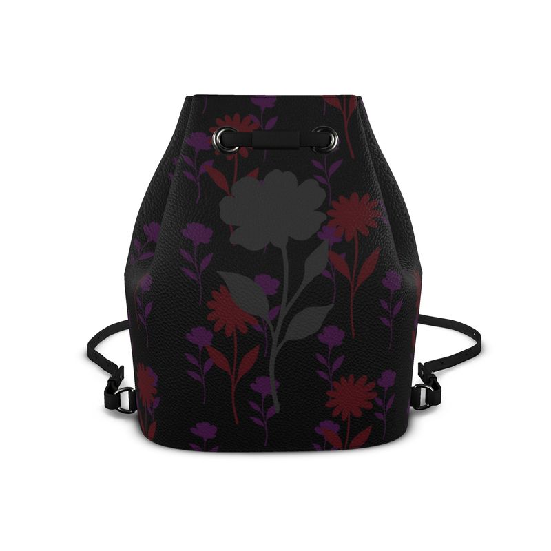Designer Leather Bucket Backpack — Magnolia Noir Collection by B. C. Riley