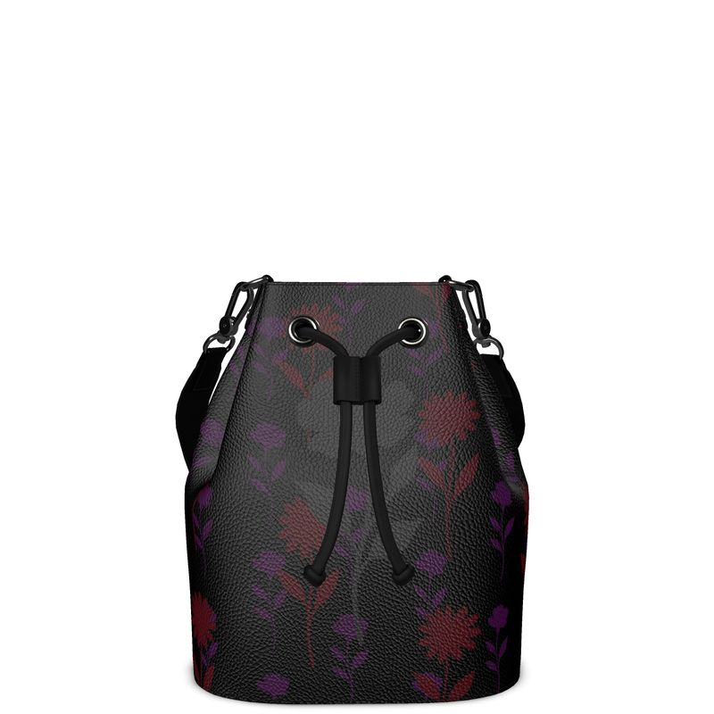 Designer Leather Bucket Bag — Magnolia Noir Collection by B. C. Riley