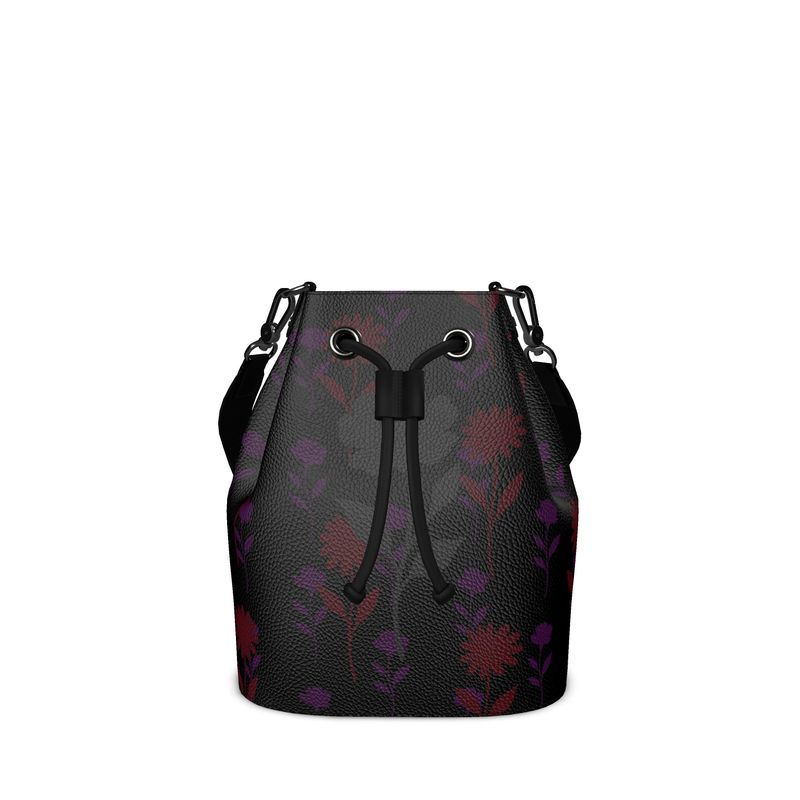 Designer Leather Bucket Bag — Magnolia Noir Collection by B. C. Riley