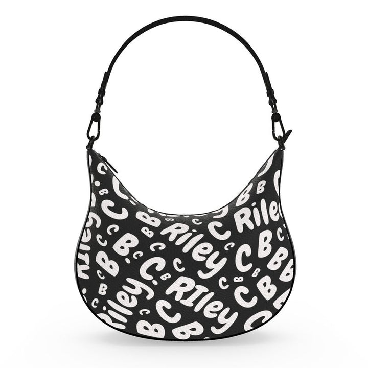 “Monogram Mirage” Designer Leather Curved Hobo Bag by B. C. Riley