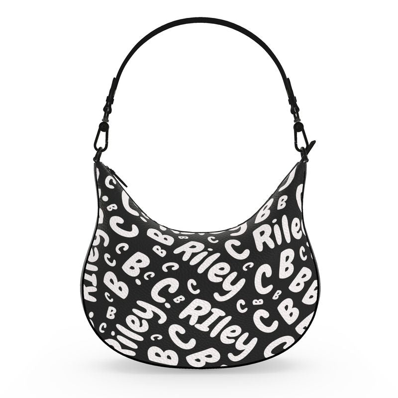 “Monogram Mirage” Designer Leather Curved Hobo Bag by B. C. Riley