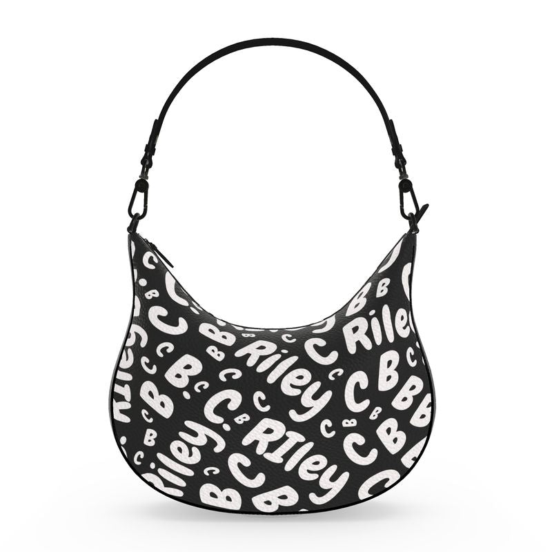 “Monogram Mirage” Designer Leather Curved Hobo Bag by B. C. Riley