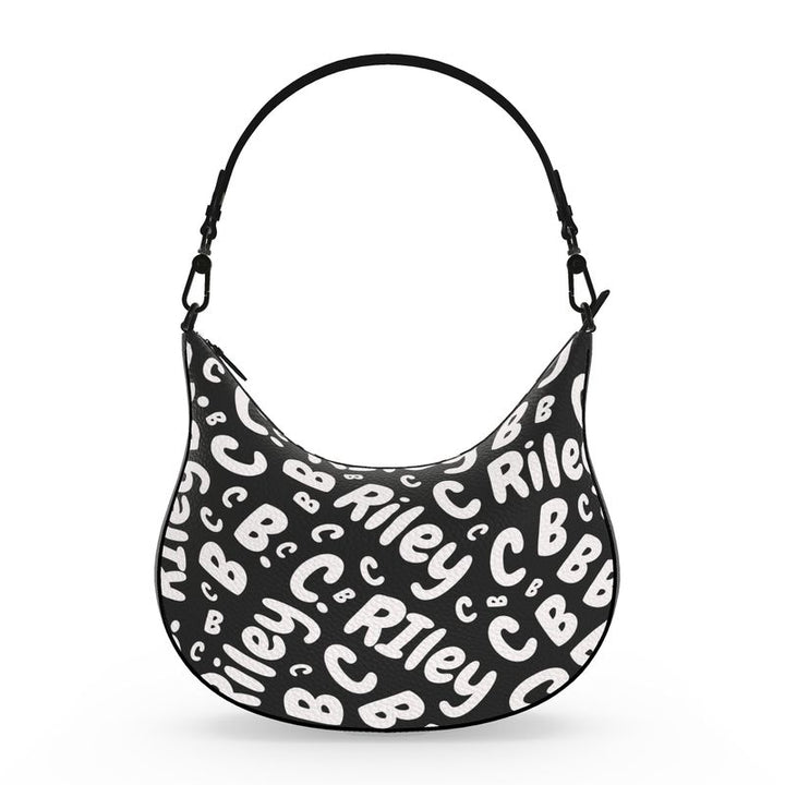“Monogram Mirage” Designer Leather Curved Hobo Bag by B. C. Riley