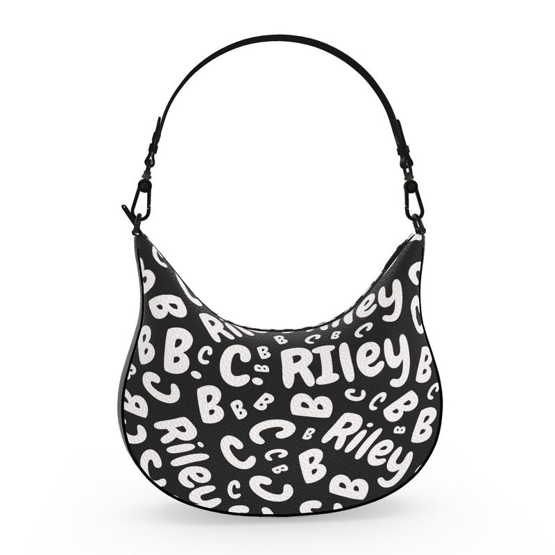 “Monogram Mirage” Designer Leather Curved Hobo Bag by B. C. Riley