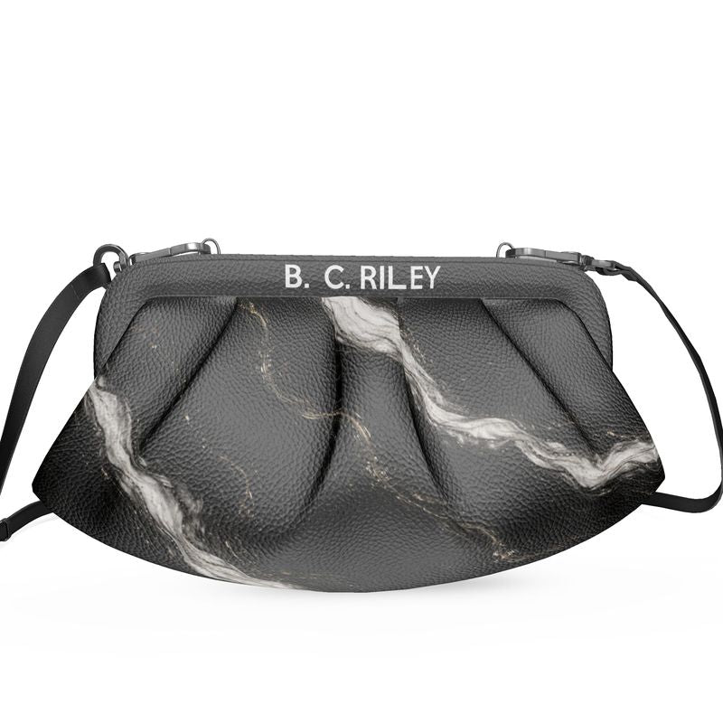 “Marble Mirage” Designer Pleated Leather Bag by B. C. Riley