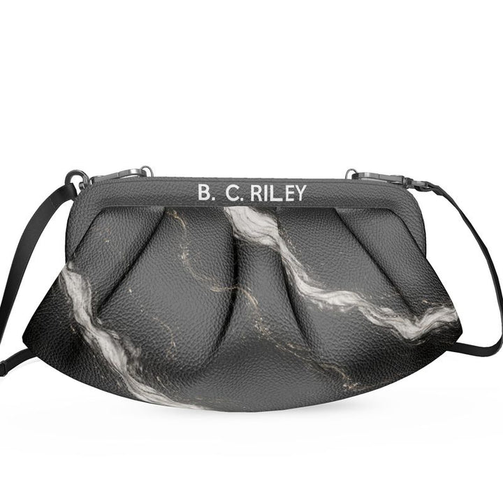 “Marble Mirage” Designer Pleated Leather Bag by B. C. Riley