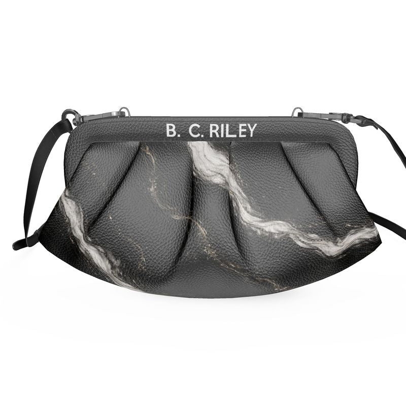 “Marble Mirage” Designer Pleated Leather Bag by B. C. Riley