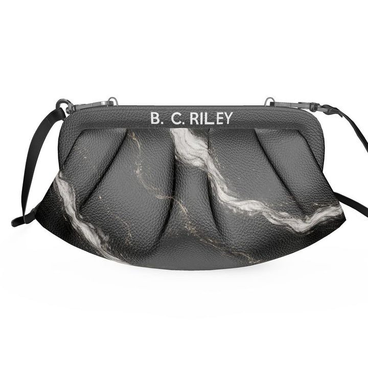 “Marble Mirage” Designer Pleated Leather Bag by B. C. Riley