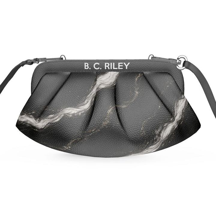 “Marble Mirage” Designer Pleated Leather Bag by B. C. Riley