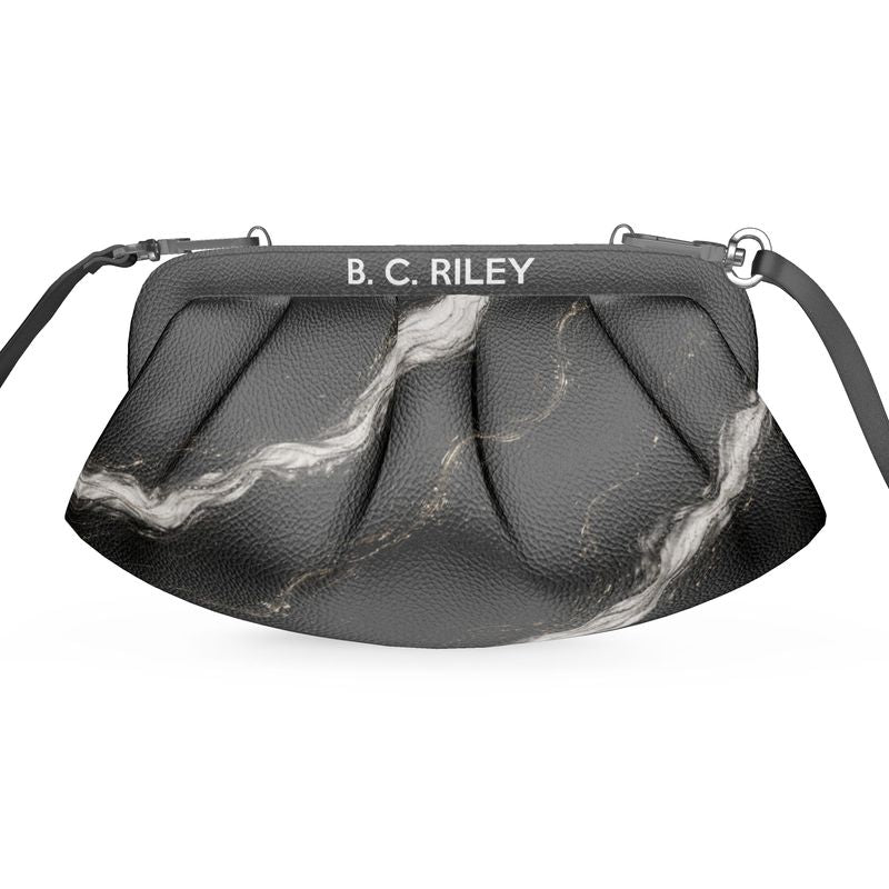 “Marble Mirage” Designer Pleated Leather Bag by B. C. Riley