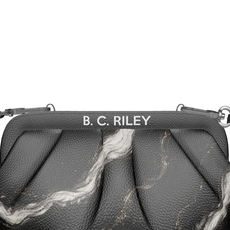 “Marble Mirage” Designer Pleated Leather Bag by B. C. Riley