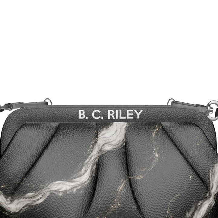 “Marble Mirage” Designer Pleated Leather Bag by B. C. Riley