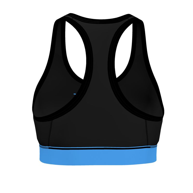Black & Blue Trimmed Designer Sports Bra by Rejuvenit