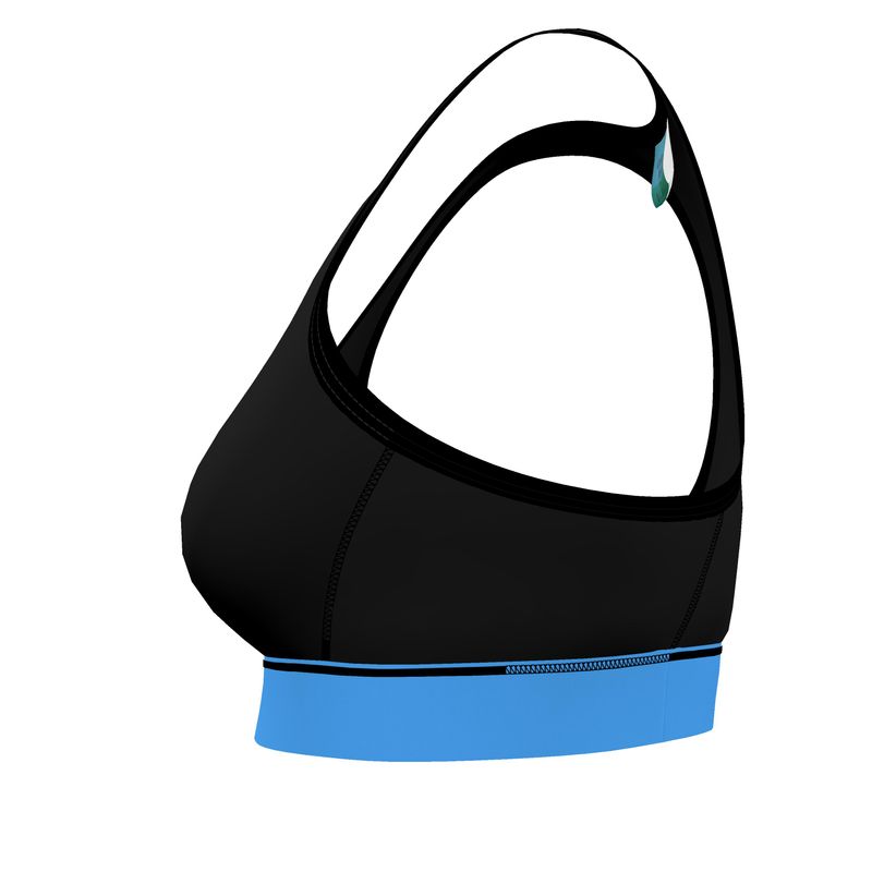 Black & Blue Trimmed Designer Sports Bra by Rejuvenit