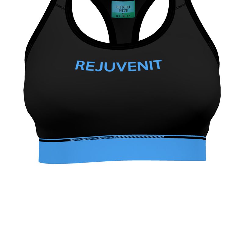 Black & Blue Trimmed Designer Sports Bra by Rejuvenit