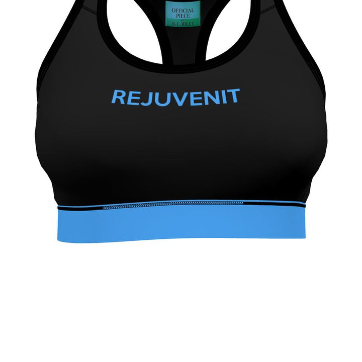 Black & Blue Trimmed Designer Sports Bra by Rejuvenit
