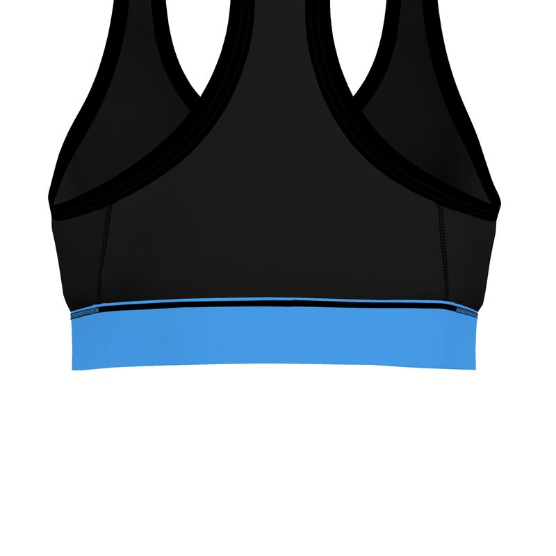 Black & Blue Trimmed Designer Sports Bra by Rejuvenit