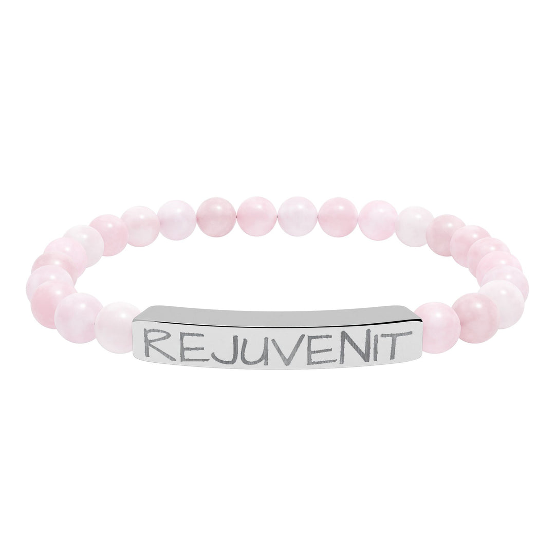 Natural Stone Stretch Bar Bracelet (Engraving)