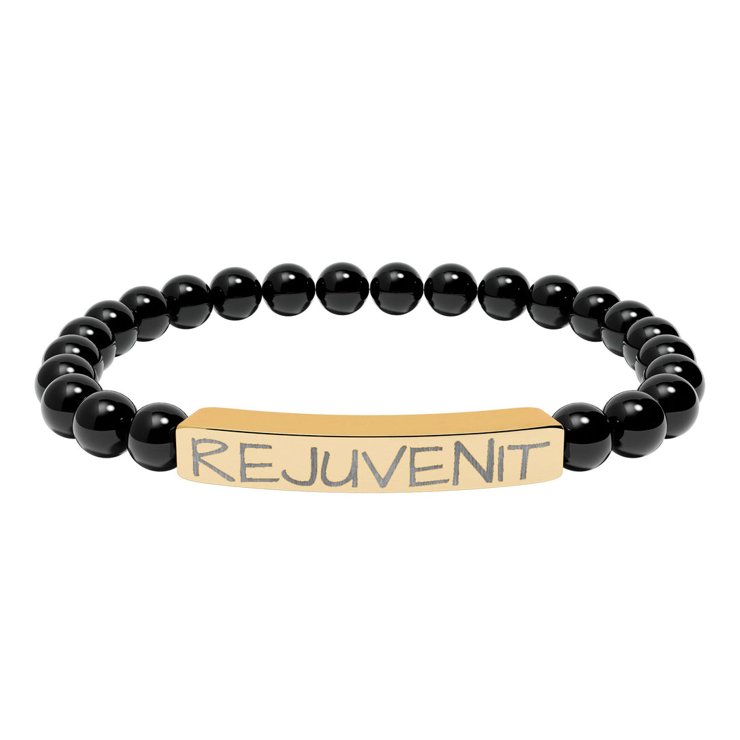 Natural Stone Stretch Bar Bracelet (Engraving)