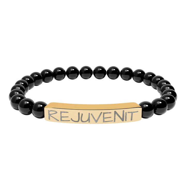 Natural Stone Stretch Bar Bracelet (Engraving)