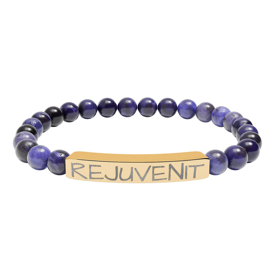 Natural Stone Stretch Bar Bracelet (Engraving)