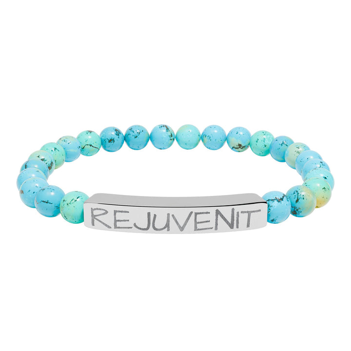 Natural Stone Stretch Bar Bracelet (Engraving)